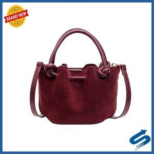 PU Leather Drawstring Bucket Bag Tote Handbag Crossbody Shoulder Bag Minimal
